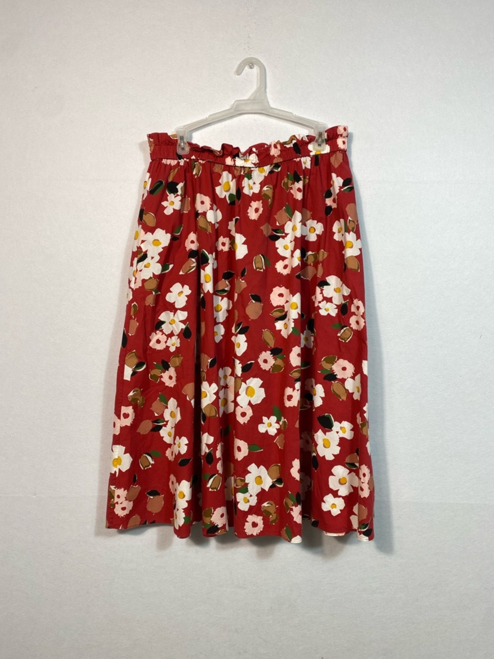 Kate Spade Botanical Garden Red Floral Poplin Midi Skirt with Pockets size XL - Picture 9 of 11